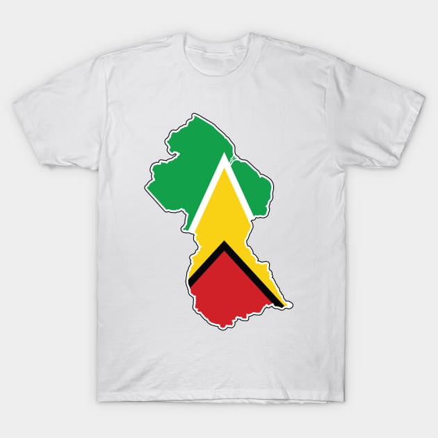 Guyana National Flag and Map T-Shirt by IslandConcepts